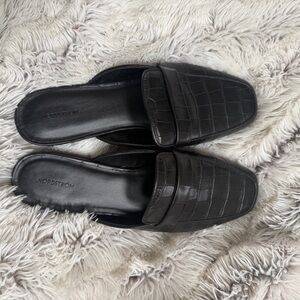 Nordstrom Black Croc-Patterned Slides